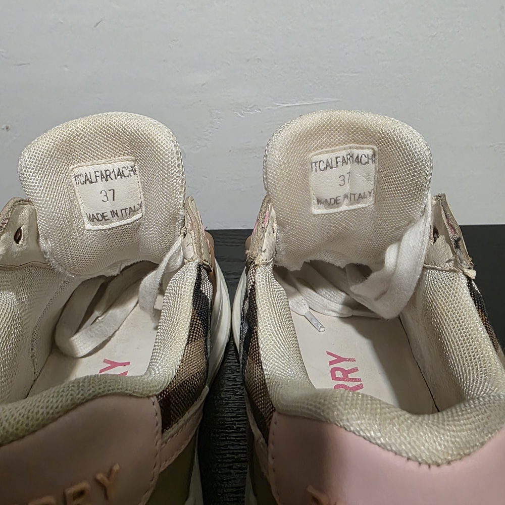 Burberry Beige and Pink Check Athletic Shoes - Picture 5 of 8